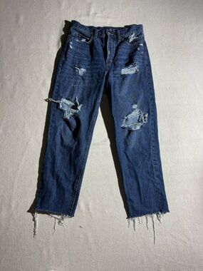 Old Navy Extra High Rise Distressed Dark Blue Denim Jeans